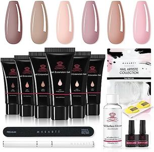 Makartt Poly Nail Gel Kit 6 Nude Colors Solid Gel Builder 15ML Nail Extension Gel Set with Slip Solution Base Top Coat Dual Forms All in One Hard Gel for Nails Starter kit Nail Art Manicure Supplies