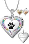 Farfume Customized Pet Locket Necklace for Women Men, Personalized Paw Print Heart Locket Necklace That Holds Pictures, Dog & Cat Memorial Locket necklace for Animal Lovers/Dog Mom/Cat Mom