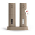 LARS NYSØM Electric Salt and Pepper Grinder Set, USB Rechargeable, Automatic Salt and Pepper Mills, Spice Shakers Refillable with LED Light, Adjustable Coarseness, Ceramic Grinder (Taupe Brown)