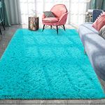 Pacapet Fluffy Area Rugs, Teal Shag Rug for Bedroom, Plush Furry Rugs for Living Room, Fuzzy Carpet for Kid's Room, Nursery, Home Decor, 5 x 8 Feet