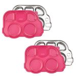 Innobaby Din Din Smart Stainless Divided Platter with Sectional Lid (2 Trays, Pink)