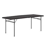 Mainstay's 6' Fold-in-Half Table, Rich Black - Folds for Easy