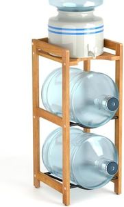 5 Gallon Water Jug Holder with Top Shelves, Natural Solid Wood Water Dispenser Stand 31"H, 3-Tiers 5 Gallon Water Jug Stand, Water Cooler Jug Rack, 5 Gallon Water Bottle Holder with 2 Slot & Top Shelf