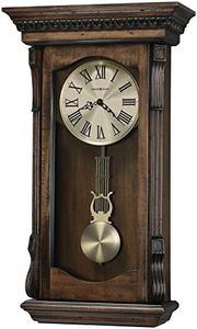 Howard Miller Agatha Wall Clock – Wooden Pendulum Clock with Triple-Chime Quartz Movement, Battery Operated, Acanthus Molding Detail