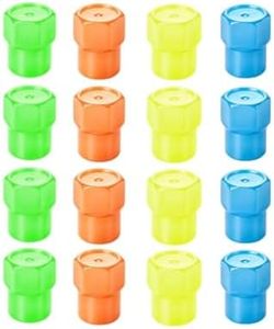 Glow in The Dark Tire Valve Caps, 4-6H Glow Fluorescent Hexagonal Tire Valve Stem Caps with Thread for Car SUV Truck Motorcycle Bicycle ,4Color:16pcs