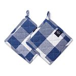 Encasa Homes 21 cm Oven Microwave Potholders (2 pc Set) for Kitchen Cooking & Baking - Heat Resistant, Thick & Safe, Protection of Hands from Hot Utensils - Buffalo Blue Checks