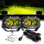 Auxbeam 4 Inch 60W Square LED Pods Amber Offroad Lights Spot Beam Fog Lights Bar Super Bright Spot Lights Yellow Driving Lights Work Lights for Trucks Car ATV Jeep Motorcycle