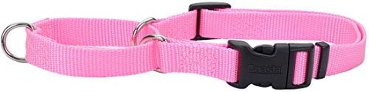 Coastal Pet - No Slip - Martingale Adjustable Dog Collar with Buckle, Pink Bright, 5/8" x 14"-18"