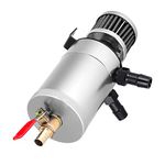BOMLING Universal 2-Port Baffled Oil Catch Can with Breather Filter and Drain Valve,150ml Billet Aluminum Oil Separator Catch Can Oil Reservoir Tank,Adapters/Screws/Washers Included,Silver