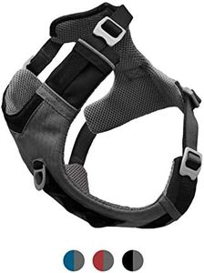 Kurgo Journey Air Dog Harness - Secure Fit for Active Dogs - Padded Chest - Lightweight Ripstop Fabric - Breathable Mesh - Reflective Trim - Back Assist Handle - Black - Medium