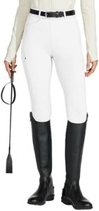Willit Women's Horse Riding Pants Full Seat Silicone Equestrian Breeches Horseback Schooling Tights Zipper Pockets White L