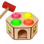 Lexreta® Wooden Hammering and Pounding Montessori Toys Knock The Ball Game Pounding Bench with Box Case Fine Motor and Dexterity Skills Early Educational Gift for Kids Girls Boys 3+ Years