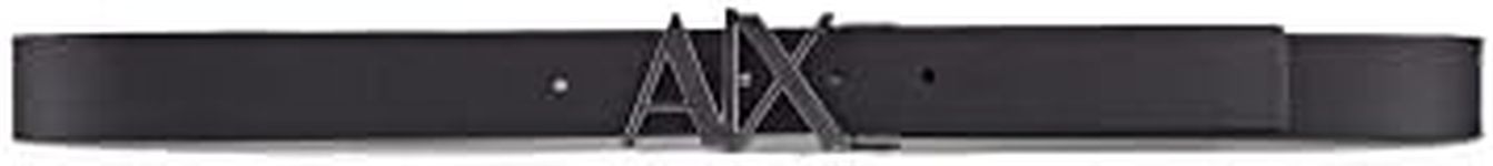 ARMANI EXCHANGE A|X Men's Skinny Leather Logo Belt, Black/Phantom/Black/Phantom, 28