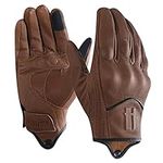 Harssidanzar Mens Full Finger Goatskin Leather Touchscreen Motorcycle Gloves GM028A,Saddle,Size L