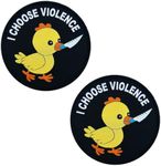 Zcketo 2 PCS I Choose Violence Patch Funny Meme Chicken with Knife Hook & Loop Embroidered Applique Patch for Bags Caps Backpack Uniform Vest Clothes Tactical Travel or Collect