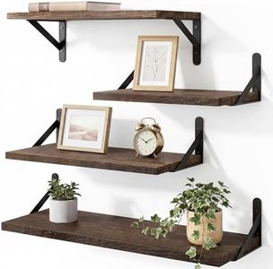 YGEOMER Floating Shelves, Dark Carbonized Black, 4 Sets of Wall Mounted Shelf for Bathroom Decor, Floating Book Shelves for Wall, Bedroom, Living Room or Kitchen