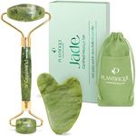 Jade Roller for Face and Gua Sha Facial Tools - Includes Real Jade Roller and Gua Sha Set - Certified Face Roller and GuaSha for Your Skincare Routine by Plantifique