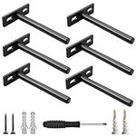 6 Pack 5-Inch Metal Steel Hidden Heavy Duty Blind Shelf Supports,125mm Solid Steel Black Floating Shelf Brackets,Invisible Wall Shelf Brackets for Mounted Concealed