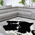 Yincimar Cow Hide Rug Faux Cowhide Rug Black and White 5.2'X4.6' Animal Print Area Rug Carpet for Living Room,Bedroom,Home Office Sofa Western Decor