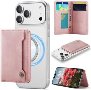 Vinich for MagSafe Wallet Magnetic RFID Blocking Card Holder Compatible with MagSafe Phones and Cases, Strong Magnet Minimalist Phone Wallet for iPhone 16/15/ 14/13/ 12/ Pro/Max/Plus, Rose Pink