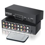 RCA Switch Splitter Combo 4 in 2 Out Composite Video L/R Audio Selector Box 4X2, BolAAzuL 4-Way RCA Switcher - 4 Port AV Splitter Selector Switch with Remote - for Wii PS2 Xbox DVD STB HDTV