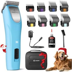 FuzzyFix Professional Dog Clippers for Grooming - 2 Speed Pet Grooming Kit for Thick Curly Matted Coats - Low Noise Heavy Duty Cordless Hair Trimmer with Detachable Metal Blade for Animal/Pet/Horse