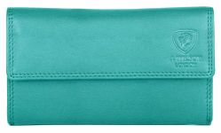 J. Wilson London Ladies RFID Safe Designer Leather Purse Card Women Wallet Zip Pocket Boxed (Turquoise)