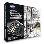 Zieler® - Artists Charcoal Drawing Set | 24-piece Gift Tin Set | The Ideal Starter Set!