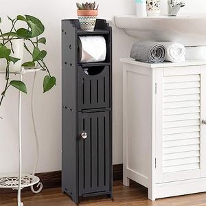 AOJEZOR Bathroom Storage Cabinet: Toilet Paper Holder Fit for Mega Roll - Matte Black