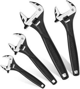 WORKPRO 4-piece Adjustable Wrench Set, 6-inch, 8-inch, 10-inch, 12-inch, Cr-V Steel, Corrosion-Resistant Black Oxide Finish for Automotive Plumbing and Household Repairs