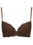 Ann Summers - Sexy Lace Planet Padded Bra for Women with Underwire Padded Cups and Charm Detail - Push up Bra, Every Day Bra - Lace Underwear for Women - Brown