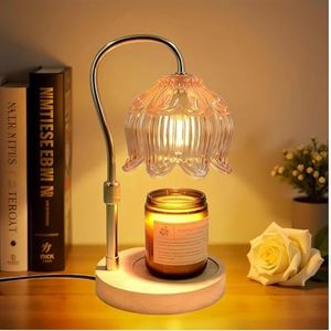 Suewow Flower Candle Warmer Lamp with Timer & Dimmer – Adjustable Height Electric Wax Melter for Home Fragrance, Includes 2 Bulbs (Flower lamp)