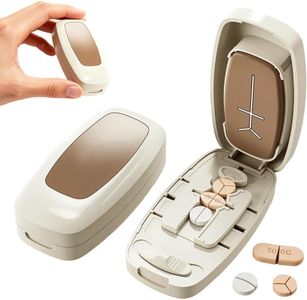 Adjustable Pill Cutter Splitter for Small & Large Pills, Accurate Tablet Divider for 1/2, 1/3, 1/4 Cuts with Safe Hidden Blade, Easy to Use for Seniors, Pets, Vitamins & Daily Medication