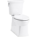 Kohler 3814-0 Corbelle Comfort Height(R) Two-Piece Elongated 1.28 gpf Toilet with Skirted trapway and Revolution 360(TM) Swirl Flushing Technology and Left-Hand Trip Lever 2, White