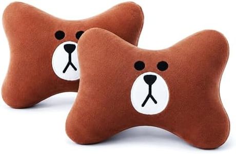 Cherish 2Pcs Car Headrest Pillow Cute Bear Car Neck Pillow, Comfortable Soft Car Seat Pillow, Car Accessories Head Neck Pillow, Universal Headrest Pillow for Travelling and Home (Brown)
