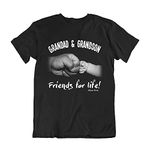 buzz shirts Grandad & Grandson Friends for Life, Grandfather T-Shirt, Made from Organic Cotton (Small, Black)