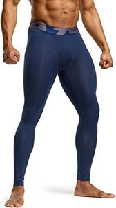 TSLA UPF 50+ Compression Pants, UV/SPF Running Tights, Workout Leggings, Cool Dry Yoga Gym Clothes TM-MUP09-NVV Medium