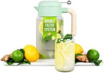 LAFEECA Iced Tea Maker and Infuser - Large Jug with Airtight Lid for Cold Brew - Stainless Dual Ultra Filter - Tritan Pitcher - 2000 ml / 68 oz - Green