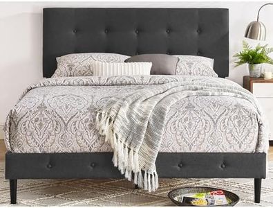 Decoro Cambridge Upholstered Wooden Platform Bed Frame, Full Size, Dark Grey