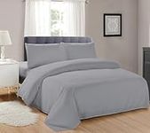 Sonia Moer Super Soft Brushed Microfibre Duvet Cover Set - Non Iron Breathable Hypoallergenic Zippered Duvet Cover & Pillowcase Set (Gray, Double)