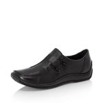 Rieker L1751 Celia soft leather slip on shoes with square toe shape (Black, UK Footwear Size System, Adult, Women, Numeric, Medium, 6.5)