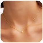 TDBSOQI 14k Gold Diamond Necklace for Women Dainty Crystal 2.0-5.0MM CZ Choker Necklace Gold Pendant Necklaces for Women Girls, 16+2 inches, Gold Plated, Cubic Zirconia