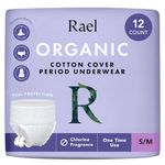 Rael Organic Cotton Cover Overnight Underwear - Panty Style Pad, Unscented, Disposable Period Underwear, Postpartum, Teen, Maximum Coverage (Size S-M, 12 Count)