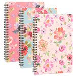 Colacoo Cute Spiral Notebook,3 Packs Aesthetic College Ruled A5 Botanical Spiral Notebook Journal Notepad with Durable Hardcover and 80 Sheets /160 Lined Pages,Floral (Flower -1,A5)