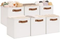 StorageWorks 10.75x10.75 Storage Cubes, Collapsible Storage Bins Organizer for Closet, Fabric Storage Box with PU Handles, Beige, 6-Pack