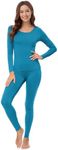 WiWi Soft Underwear for Women Thermal Long Johns Sets Super Warm Base Layer Top Pants Pajamas Set Viscose from Bamboo S-3X, Teal Blue, X-Large