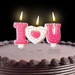 Moon* Exclusive Cute Color White Dotted I Love You Candle for Valentine | Marriage Anniversary |Cake Topper #Actual Images (Pink)