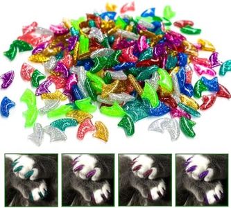 VICTHY 100pcs Cat Nail Caps Glitter, Colorful Pet Cat Soft Claws Nail Covers for Cat Claws with Glue and Applicators, 10 Colors/Set, Large