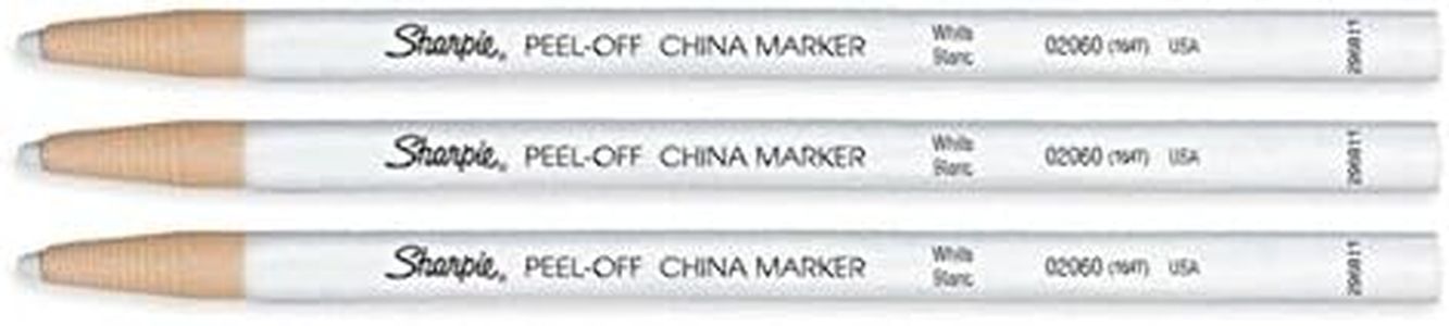 Peel-Off China Marker 164T White, 3 Markers Per Order (02060)