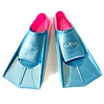 Swimz Short Blade Silicone Training Fins - Blue/ Pink (UK 4-5 (Euro 37/38))